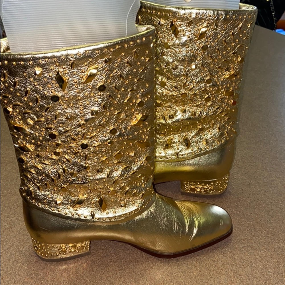 109. Fantasy Collection Vintage Moto Studded Boots sz 7 - Picture 3 of 14